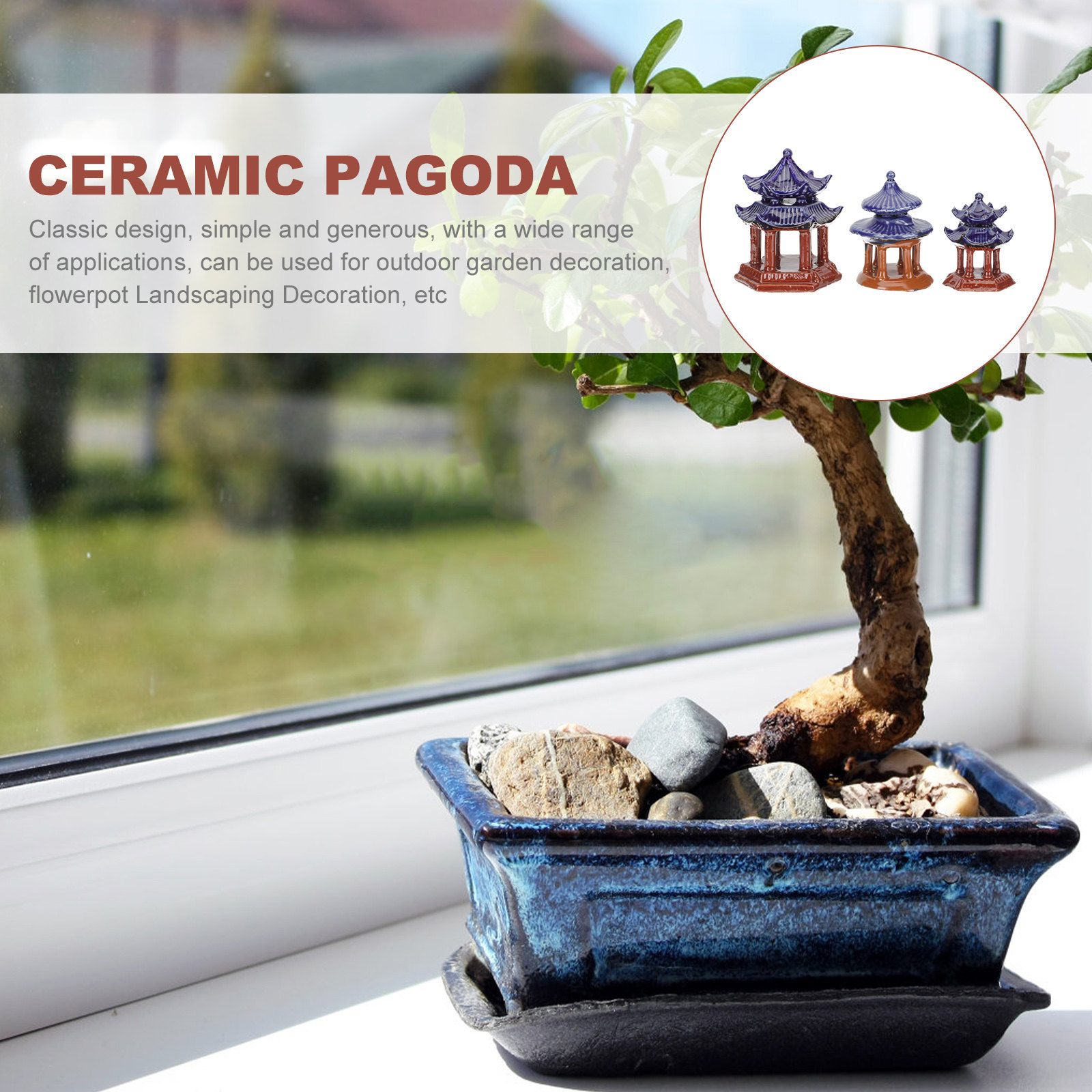 3Pcs Ceramic Pavilion Miniatur - đánh giá và giá Aquarium Decor