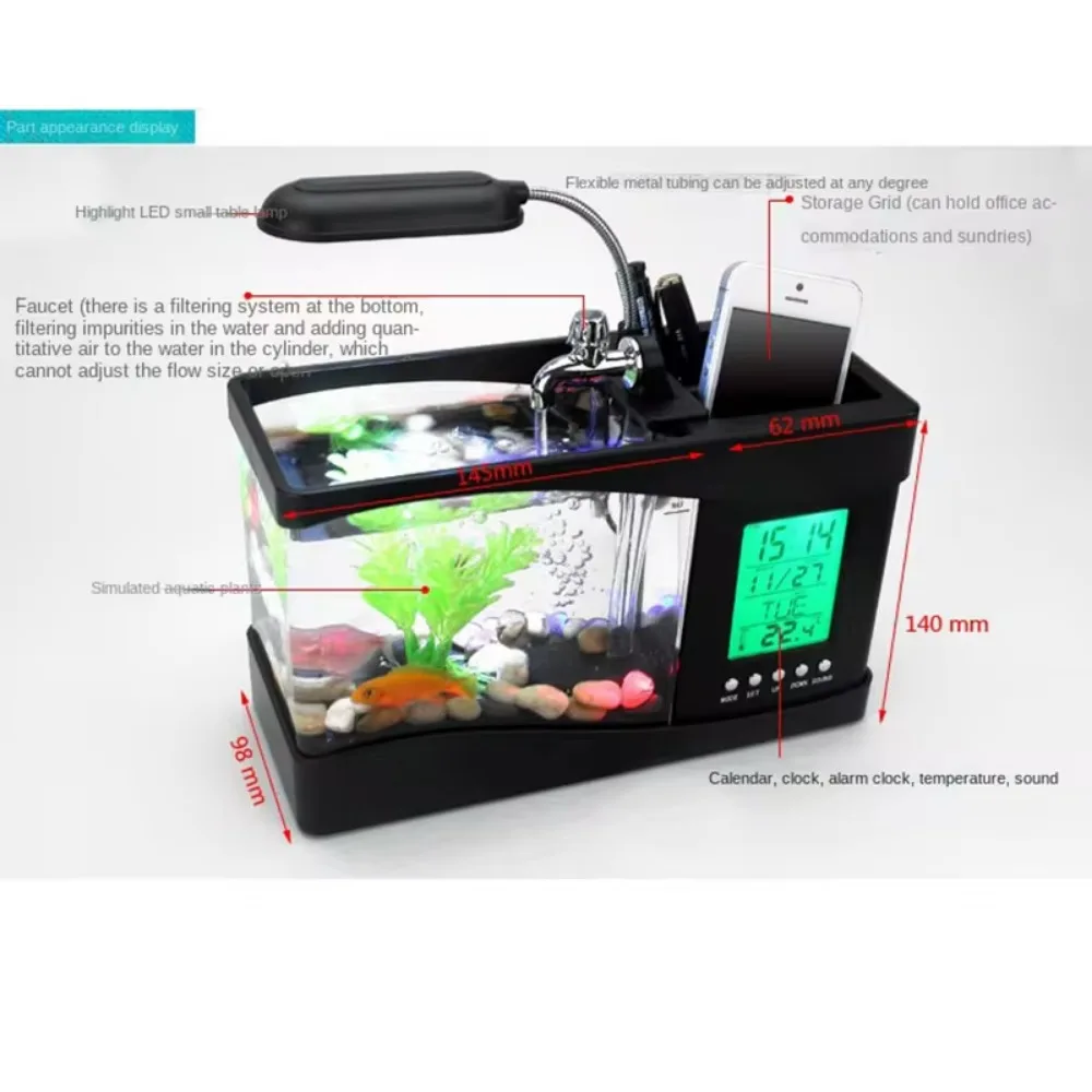 Aquarium Mini Fish Tank with W - đánh giá và giá Aquarium Light